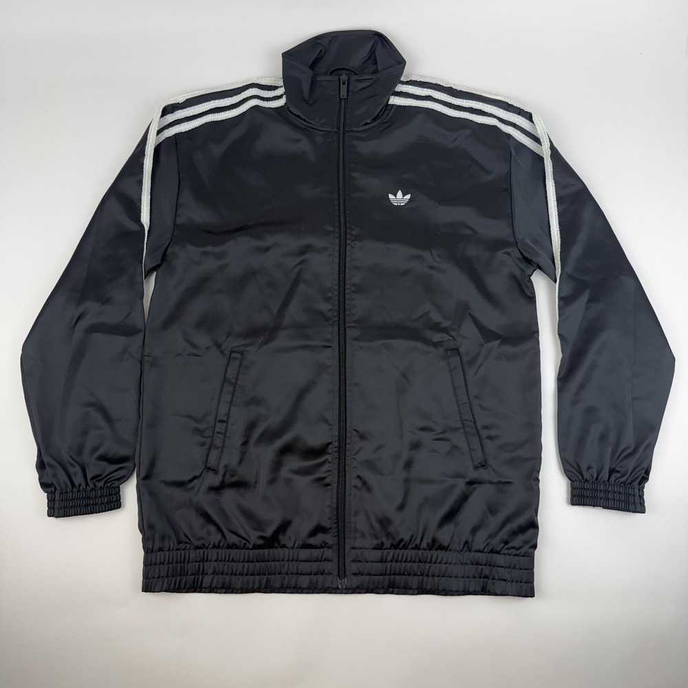New Womens Adidas Originals Satin Firebird Track Top Ruffle 3-Stripes Jacket XS